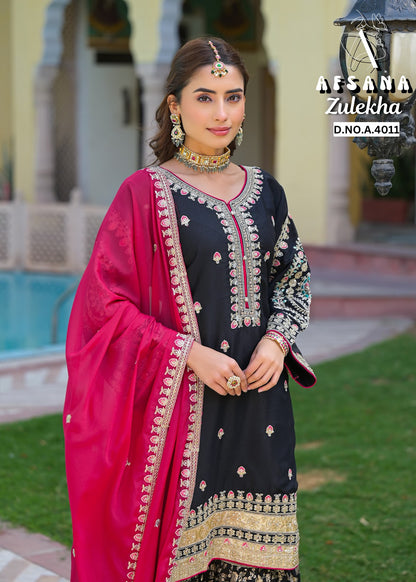Zulekha 4011 Afsana Georgette Readymade Sharara Suits Supplier Ahmedabad