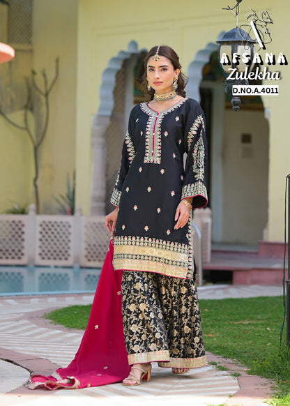 Zulekha 4011 Afsana Georgette Readymade Sharara Suits Supplier Ahmedabad