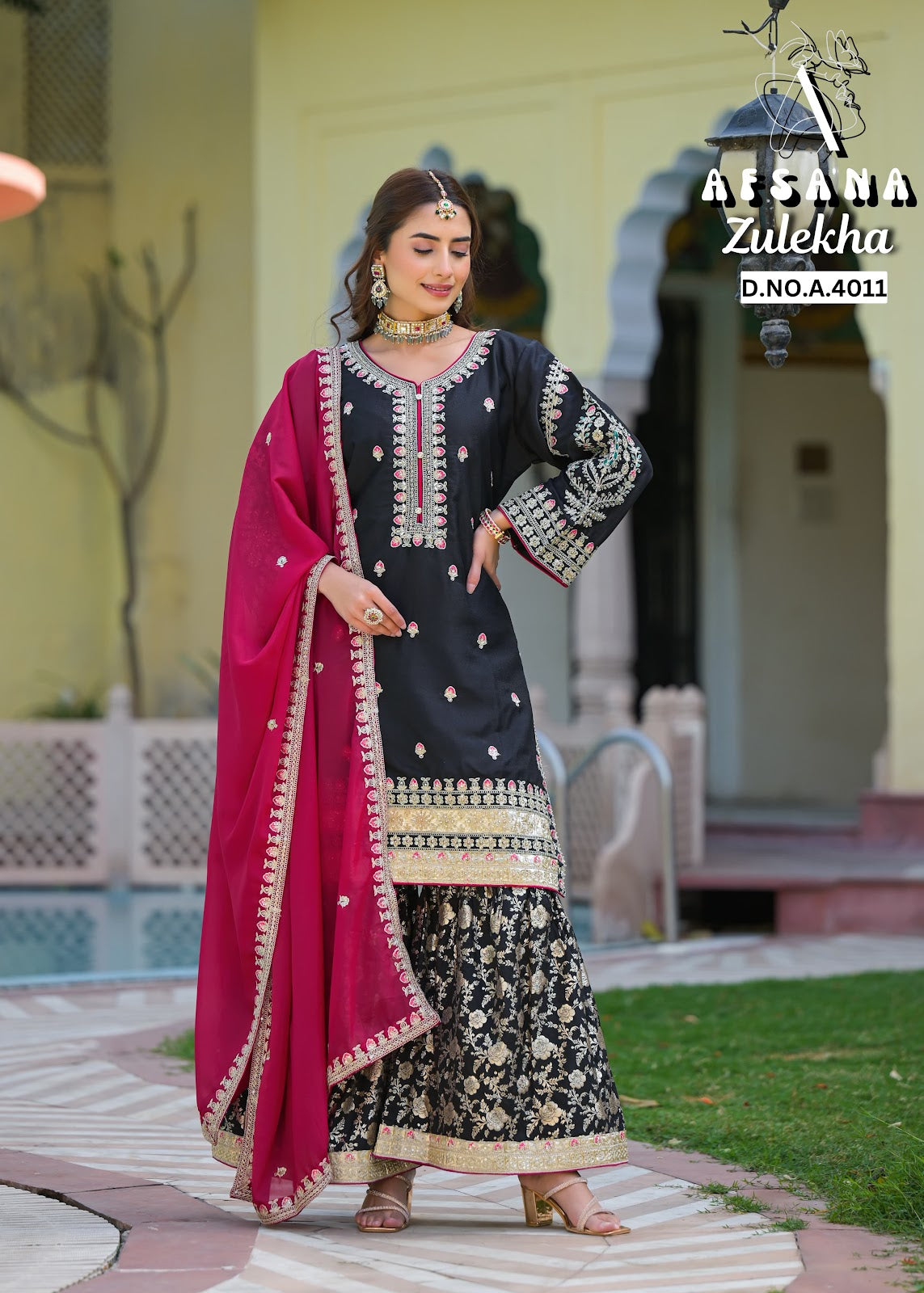 Zulekha 4011 Afsana Georgette Readymade Sharara Suits Supplier Ahmedabad