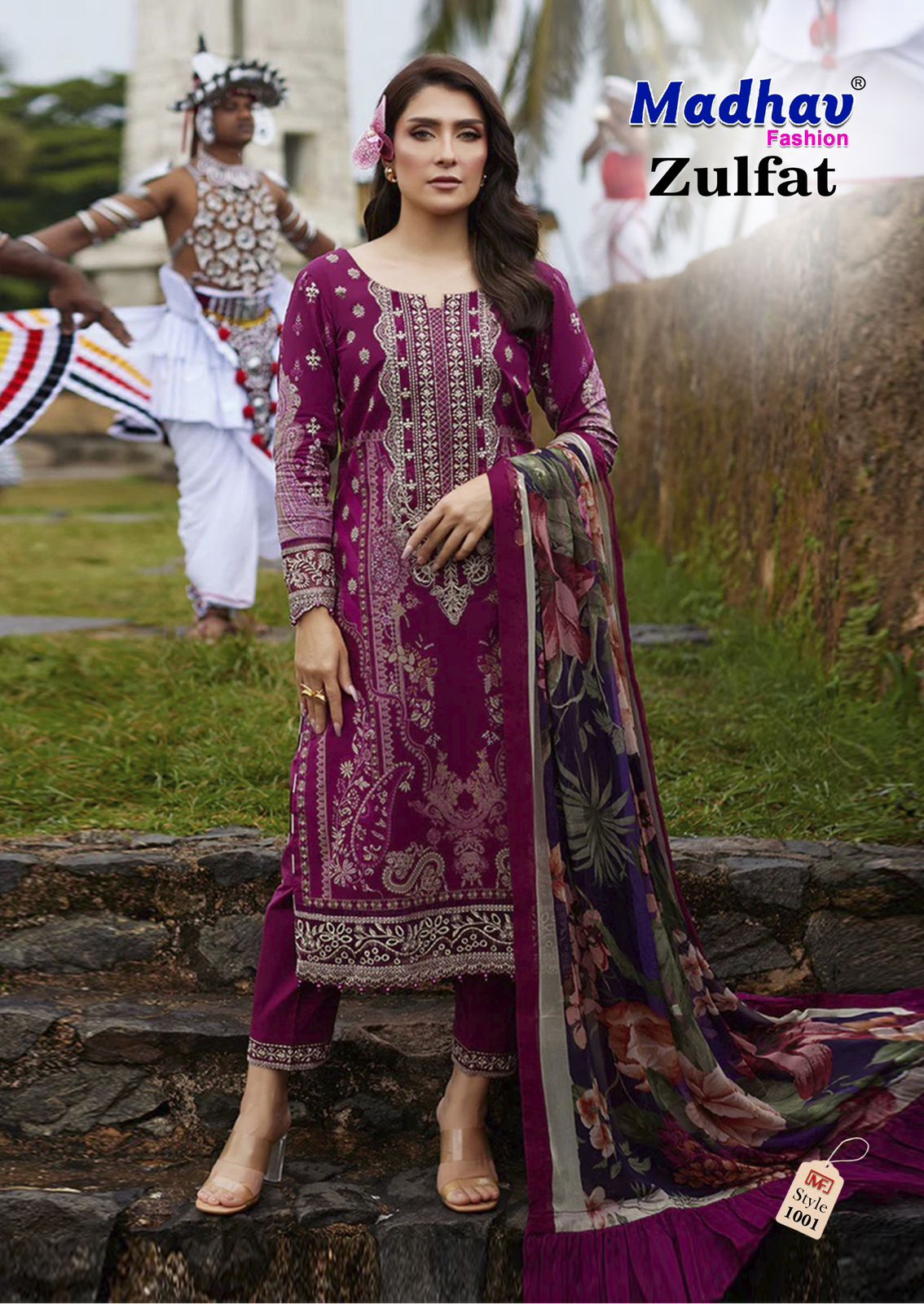 Zulfat Vol 1 Madhav Fashion Lawn Cotton Karachi Readymade Suits Manufacturer Ahmedabad