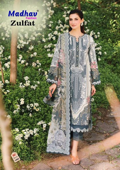 Zulfat Vol 1 Madhav Fashion Lawn Cotton Karachi Readymade Suits Manufacturer Ahmedabad