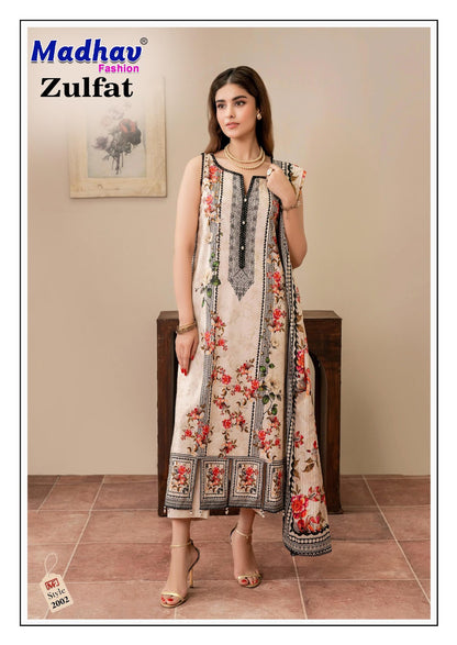 Zulfat Vol 2 Madhav Fashion Lawn Cotton Karachi Salwar Suits Wholesaler Gujarat