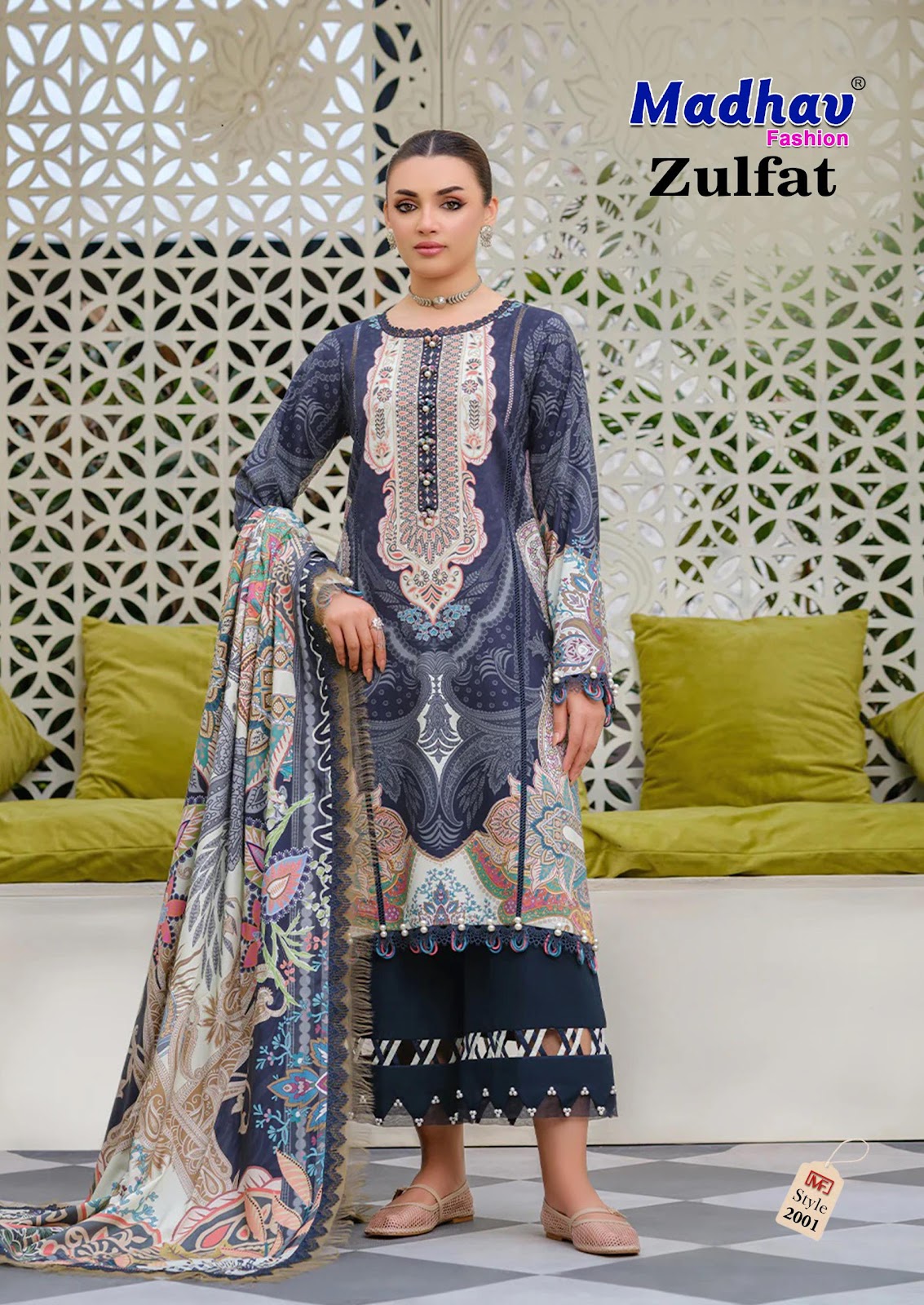 Zulfat Vol 2 Madhav Fashion Lawn Cotton Karachi Salwar Suits Wholesaler Gujarat