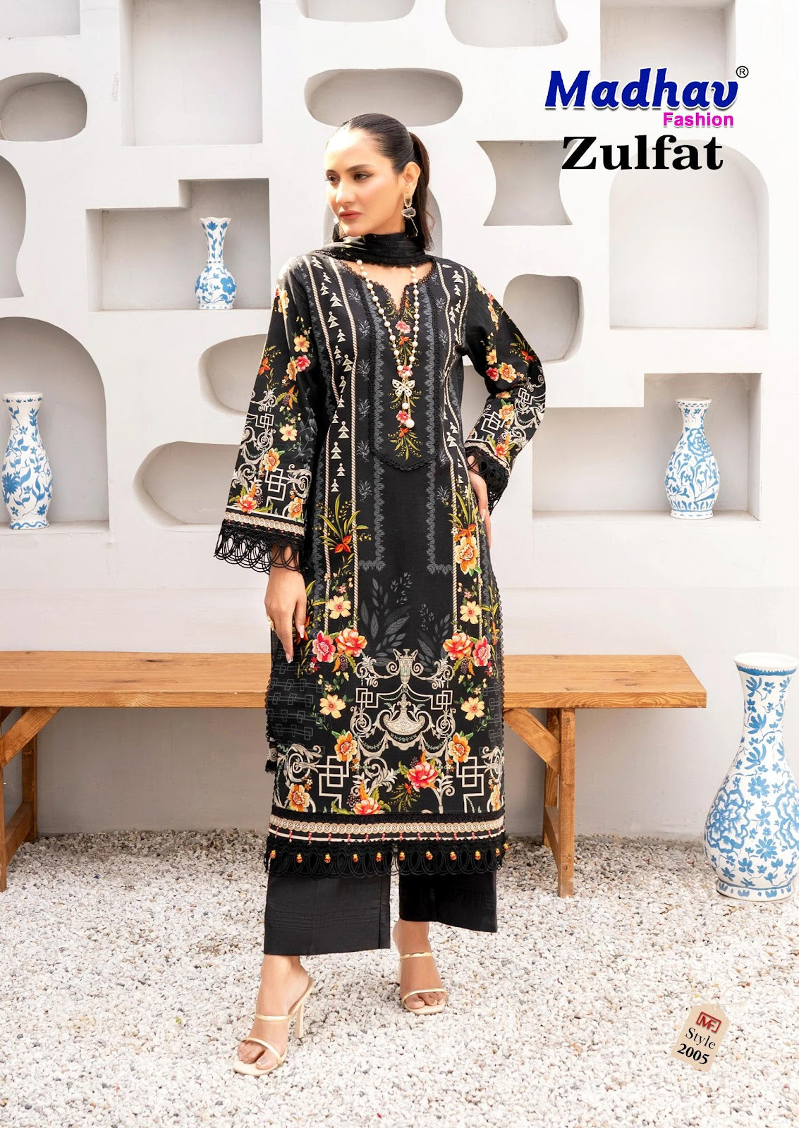 Zulfat Vol 2 Madhav Fashion Lawn Cotton Karachi Salwar Suits Wholesaler Gujarat