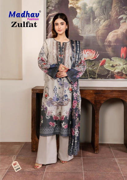 Zulfat Vol 2 Madhav Fashion Lawn Cotton Karachi Salwar Suits Wholesaler Gujarat