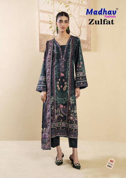 Zulfat Vol 3 Madhav Fashion Lawn Cotton Karachi Salwar Suits Manufacturer