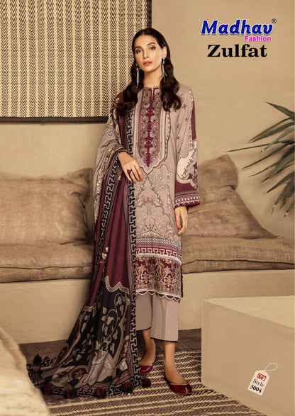 Zulfat Vol 3 Madhav Fashion Lawn Cotton Karachi Salwar Suits Manufacturer