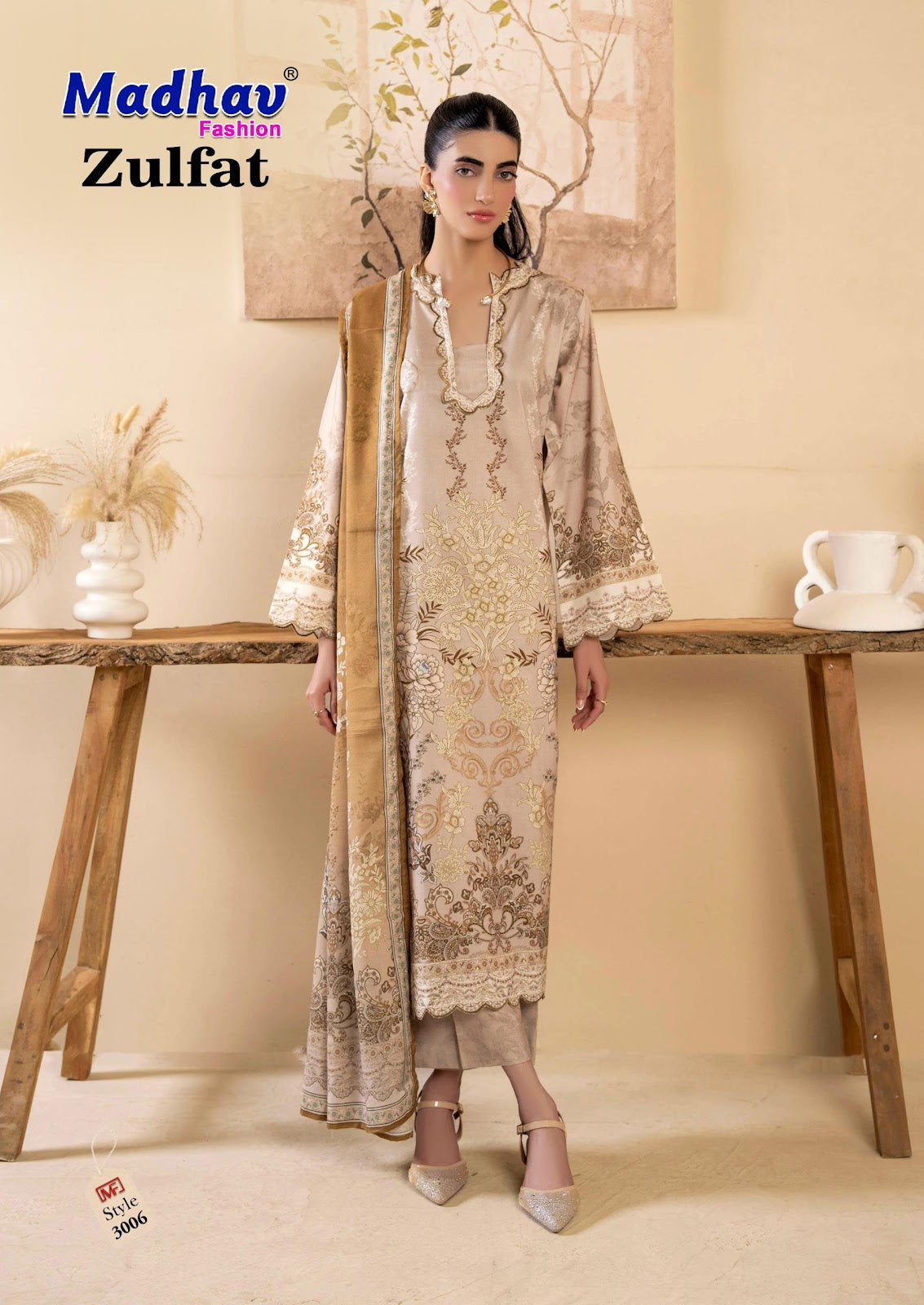 Zulfat Vol 3 Madhav Fashion Lawn Cotton Karachi Salwar Suits Manufacturer