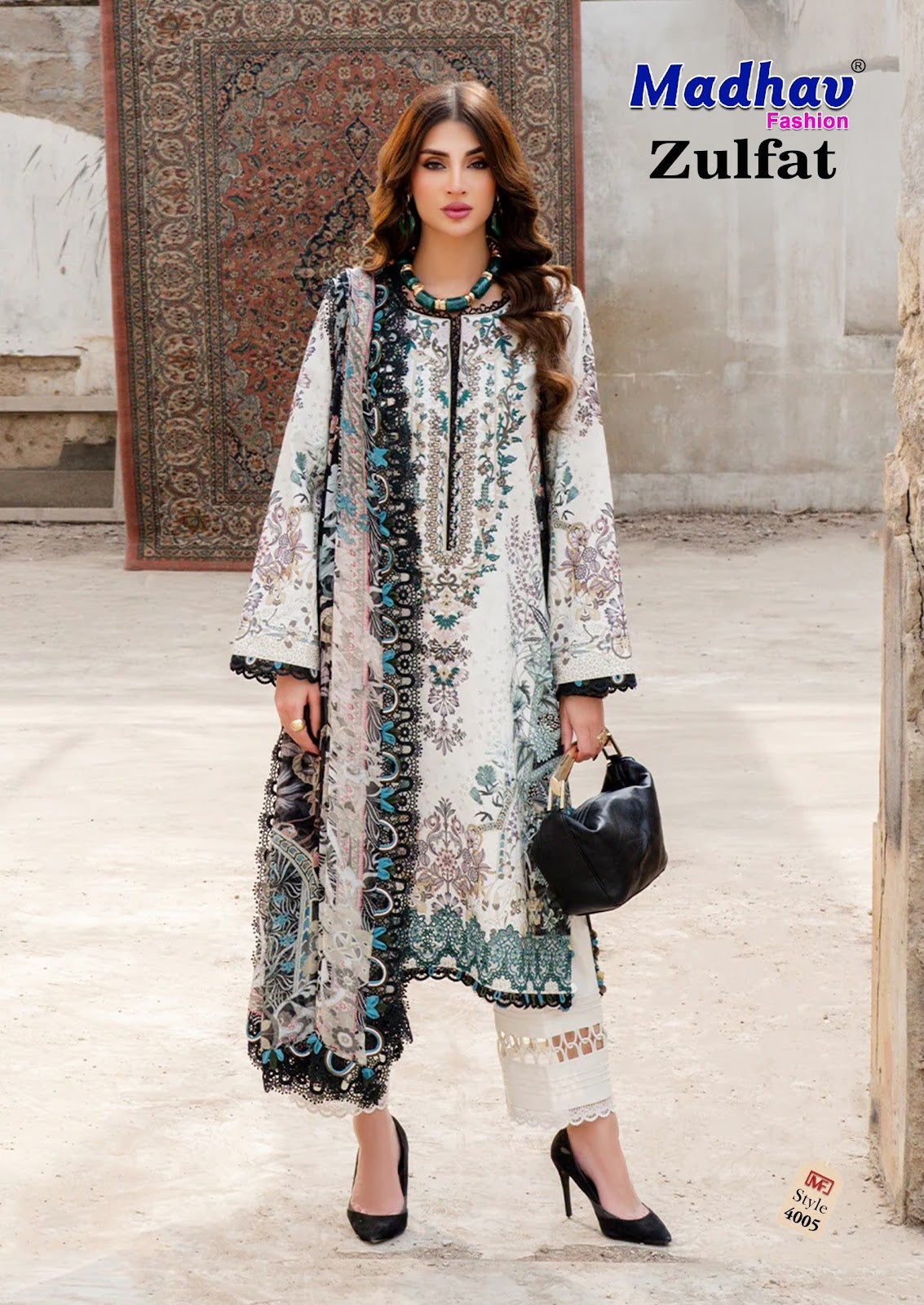 Zulfat Vol 4 Madhav Fashion Lawn Cotton Karachi Salwar Suits Exporter