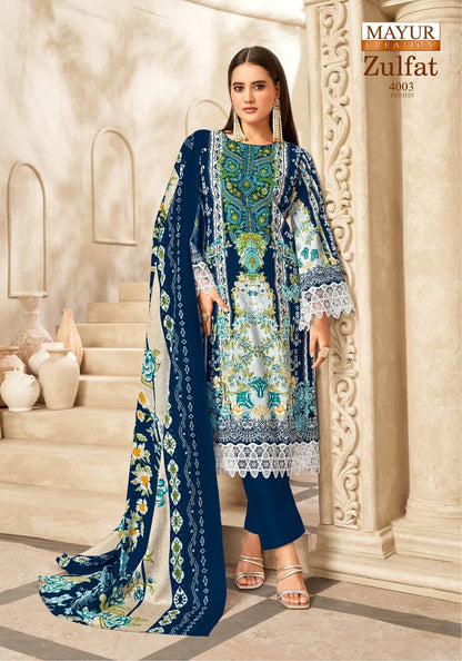 Zulfat Vol 4 Mayur Creation Cotton Karachi Salwar Suits Supplier Gujarat