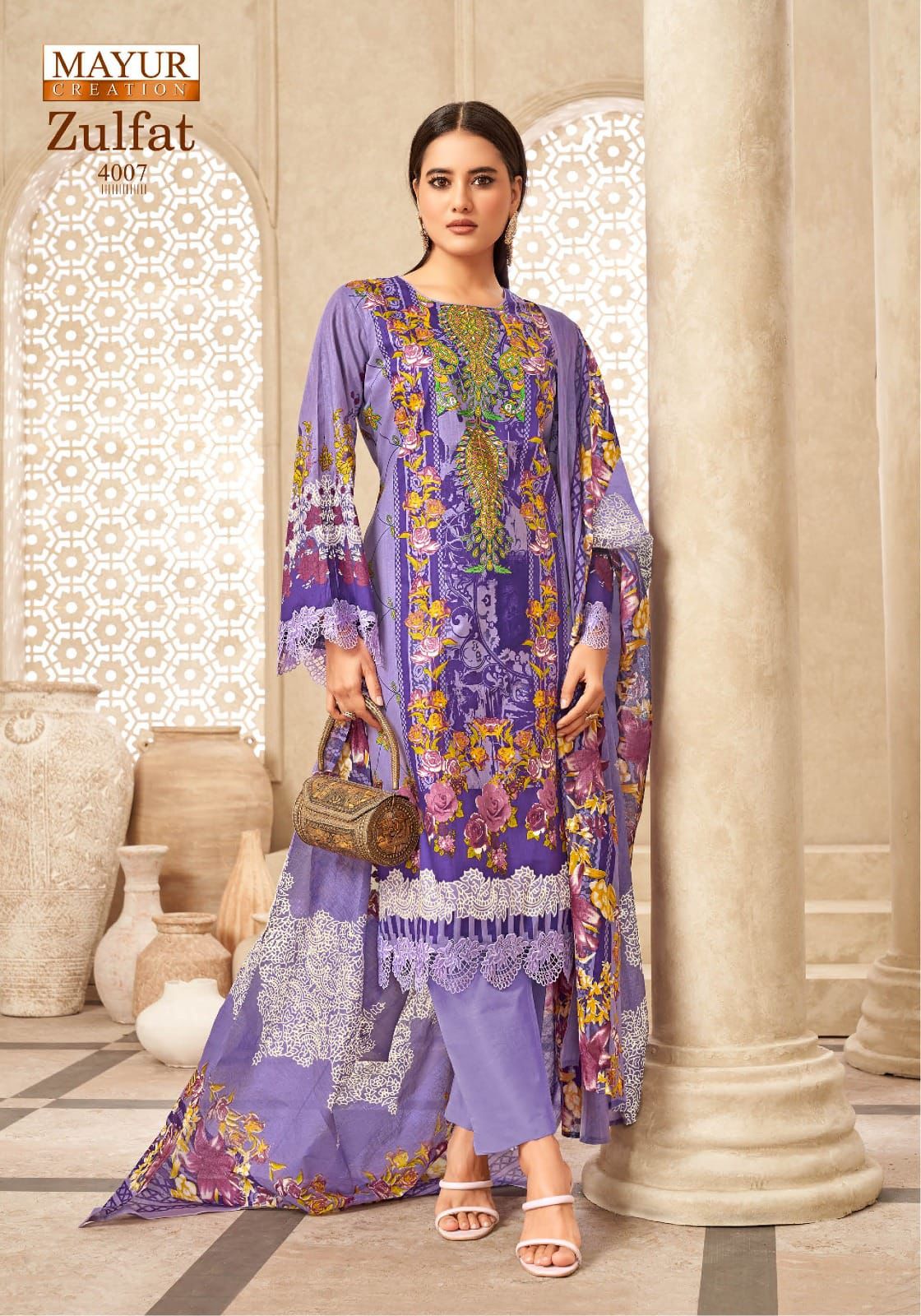 Zulfat Vol 4 Mayur Creation Cotton Karachi Salwar Suits Supplier Gujarat