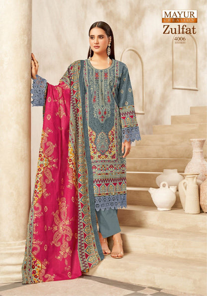 Zulfat Vol 4 Mayur Creation Cotton Karachi Salwar Suits Supplier Gujarat