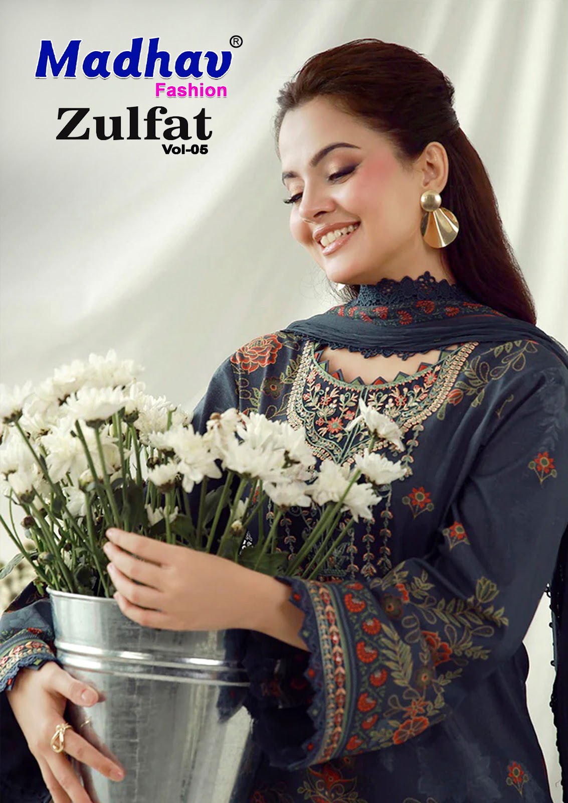 Zulfat Vol 5 Madhav Fashion Lawn Cotton Karachi Salwar Suits Wholesale Rate