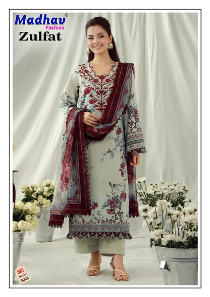 Zulfat Vol 5 Madhav Fashion Lawn Cotton Karachi Salwar Suits Wholesale Rate