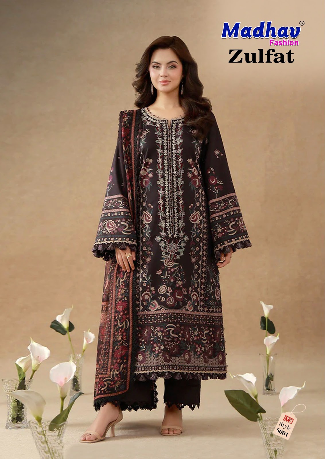Zulfat Vol 5 Madhav Fashion Lawn Cotton Karachi Salwar Suits Wholesale Rate