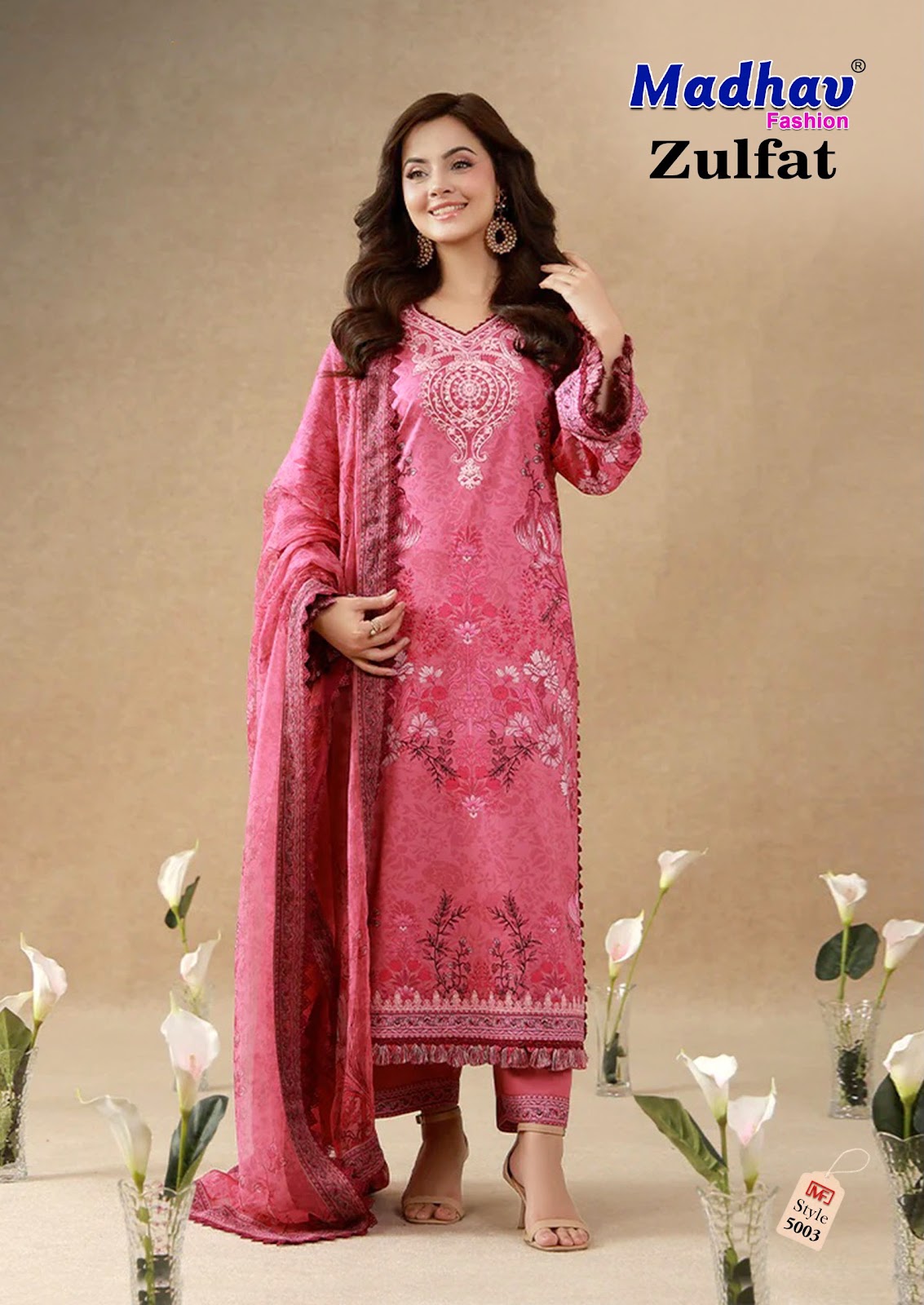 Zulfat Vol 5 Madhav Fashion Lawn Cotton Karachi Salwar Suits Wholesale Rate