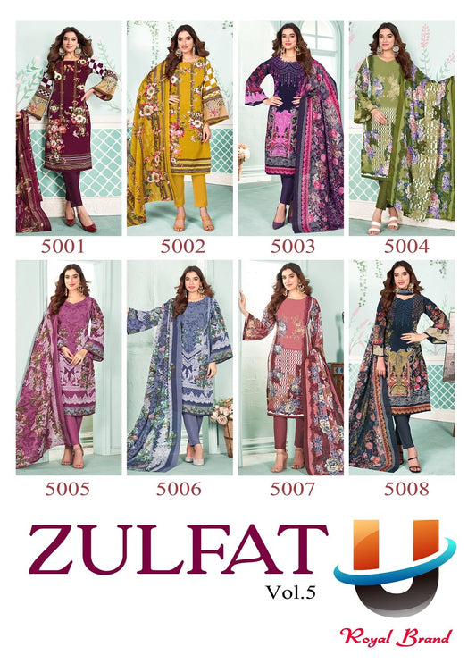 Zulfat Vol 5 Royal Brand Cotton Karachi Salwar Suits Exporter