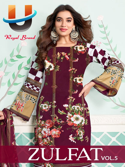 Zulfat Vol 5 Royal Brand Cotton Karachi Salwar Suits Exporter