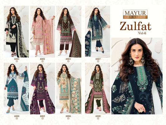 Zulfat Vol 6 Mayur Creation Cotton Karachi Salwar Suits Wholesale Price
