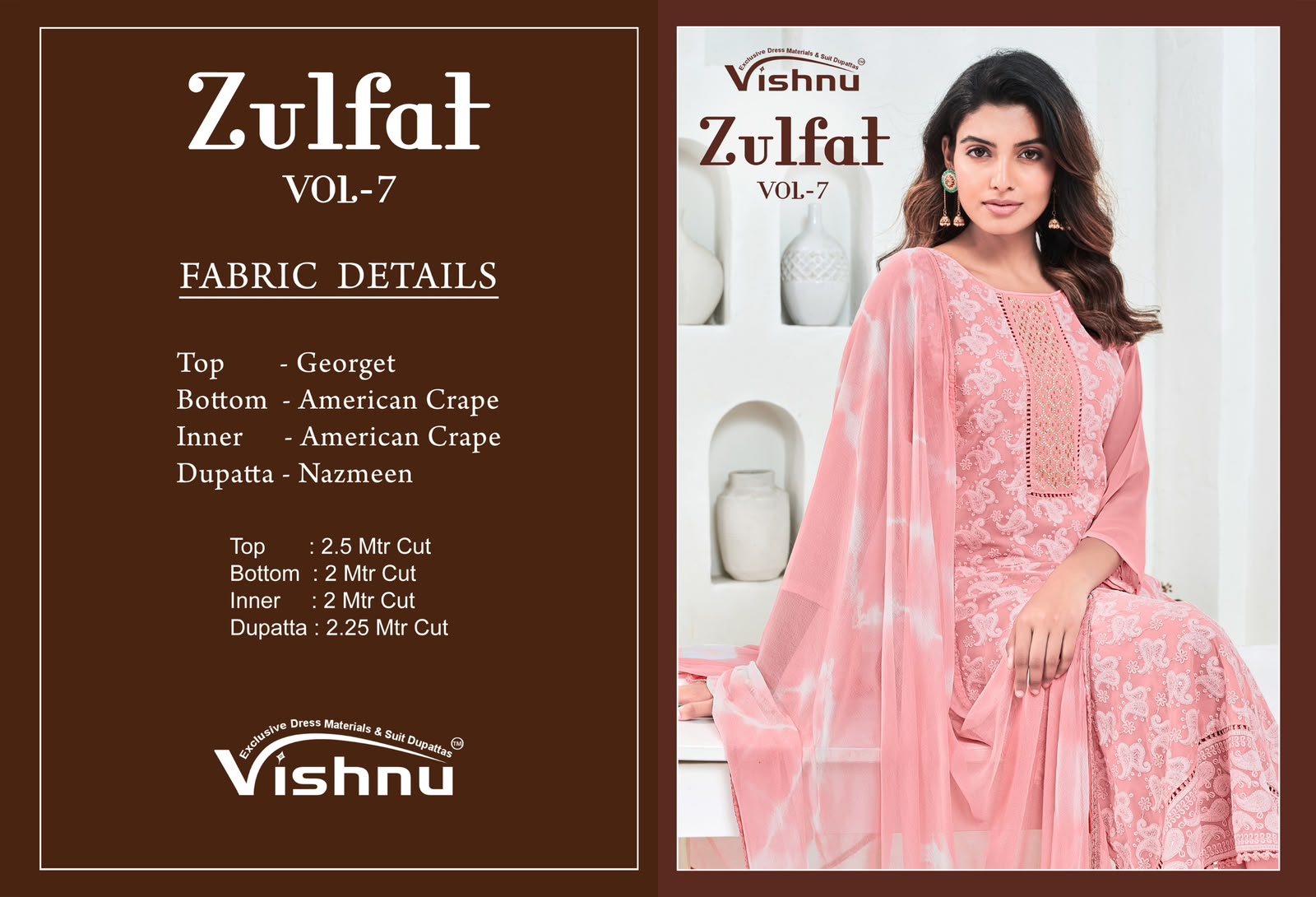 Zulfat Vol 7 Vishnu Impex Georgette Pant Style Suits Wholesale Rate