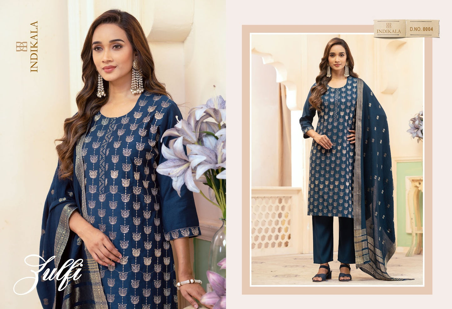 Zulfi 3 Indikala Kushal Vetican Readymade Pant Style Suits Supplier India