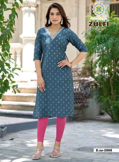 Zulfi Vol 2 Passion Tree Vetican Straight Cut Kurtis Manufacturer