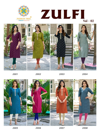 Zulfi Vol 2 Passion Tree Vetican Straight Cut Kurtis Manufacturer