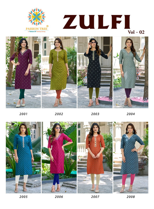 Zulfi Vol 2 Passion Tree Vetican Straight Cut Kurtis Manufacturer