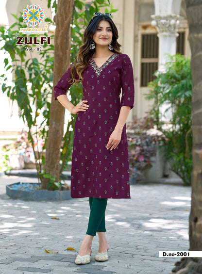 Zulfi Vol 2 Passion Tree Vetican Straight Cut Kurtis Manufacturer