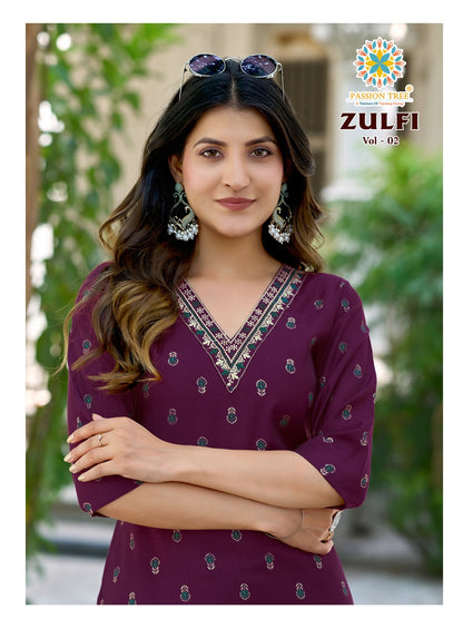 Zulfi Vol 2 Passion Tree Vetican Straight Cut Kurtis Manufacturer