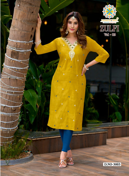 Zulfi Vol 3 Passion Tree Vetican Straight Cut Kurtis Exporter Ahmedabad