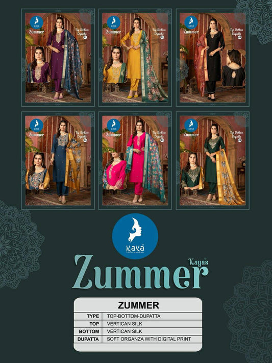 Zummer Kaya Vetican Silk Readymade Pant Style Suits Manufacturer