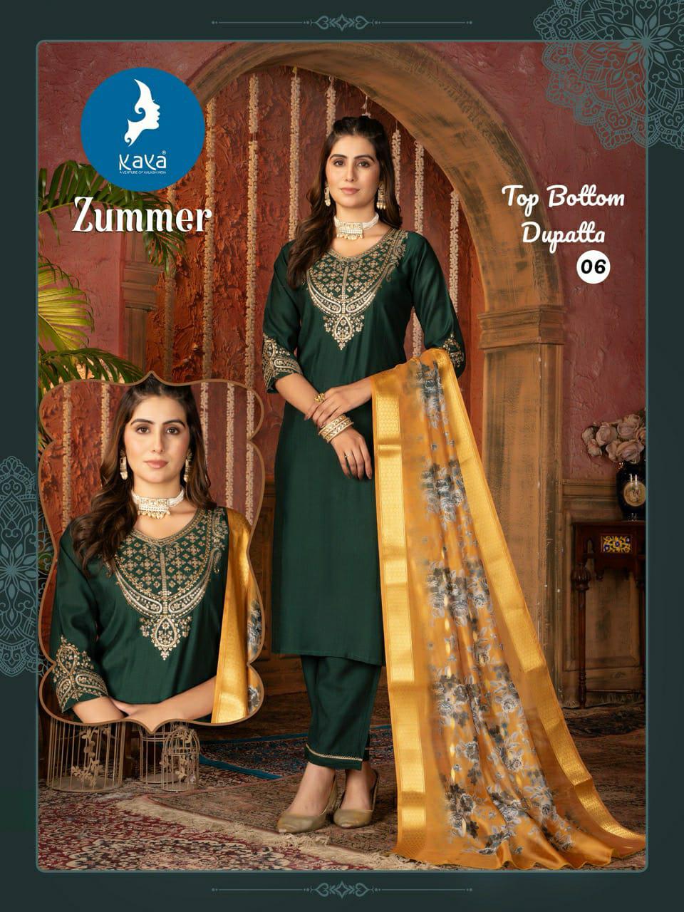 Zummer Kaya Vetican Silk Readymade Pant Style Suits Manufacturer