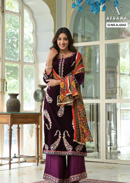 Zunaira Afsana Readymade Velvet Suits Manufacturer Ahmedabad