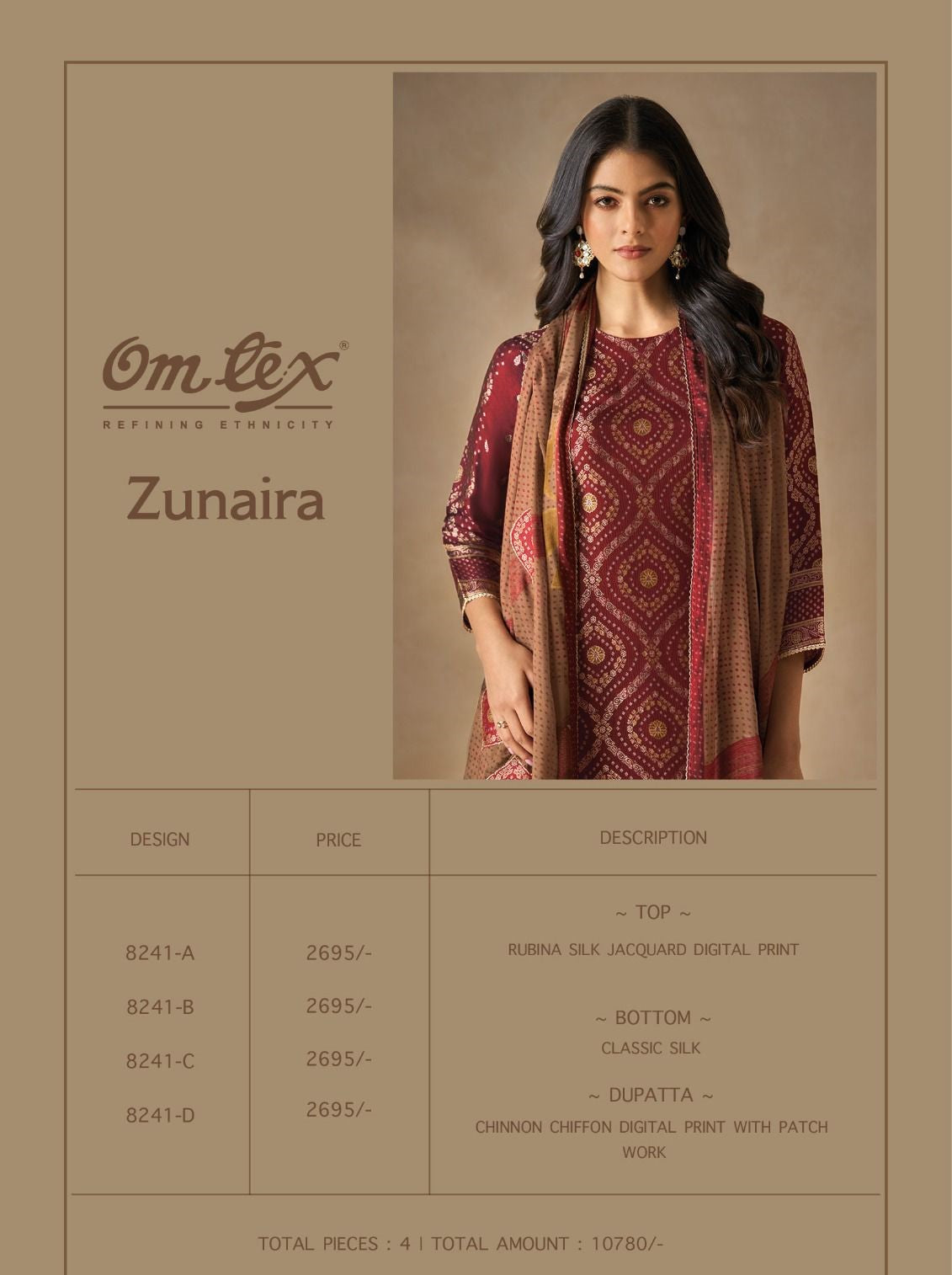 Zunaira Omtex Silk Pant Style Suits Wholesaler Gujarat