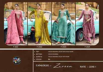 Zureen Four Dots Viscose Velvet Suits Supplier India