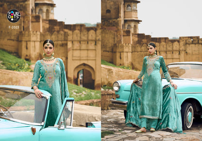 Zureen Four Dots Viscose Velvet Suits Supplier India