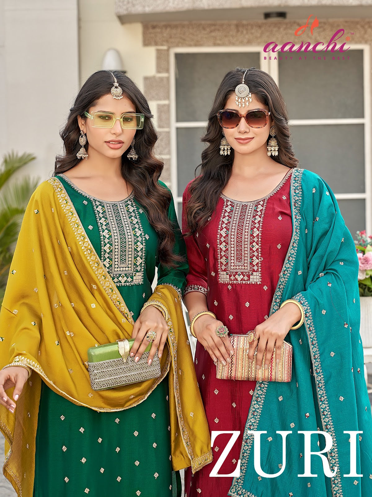 Zuri Aanchi Vichitra Silk Readymade Pant Style Suits Wholesale Rate