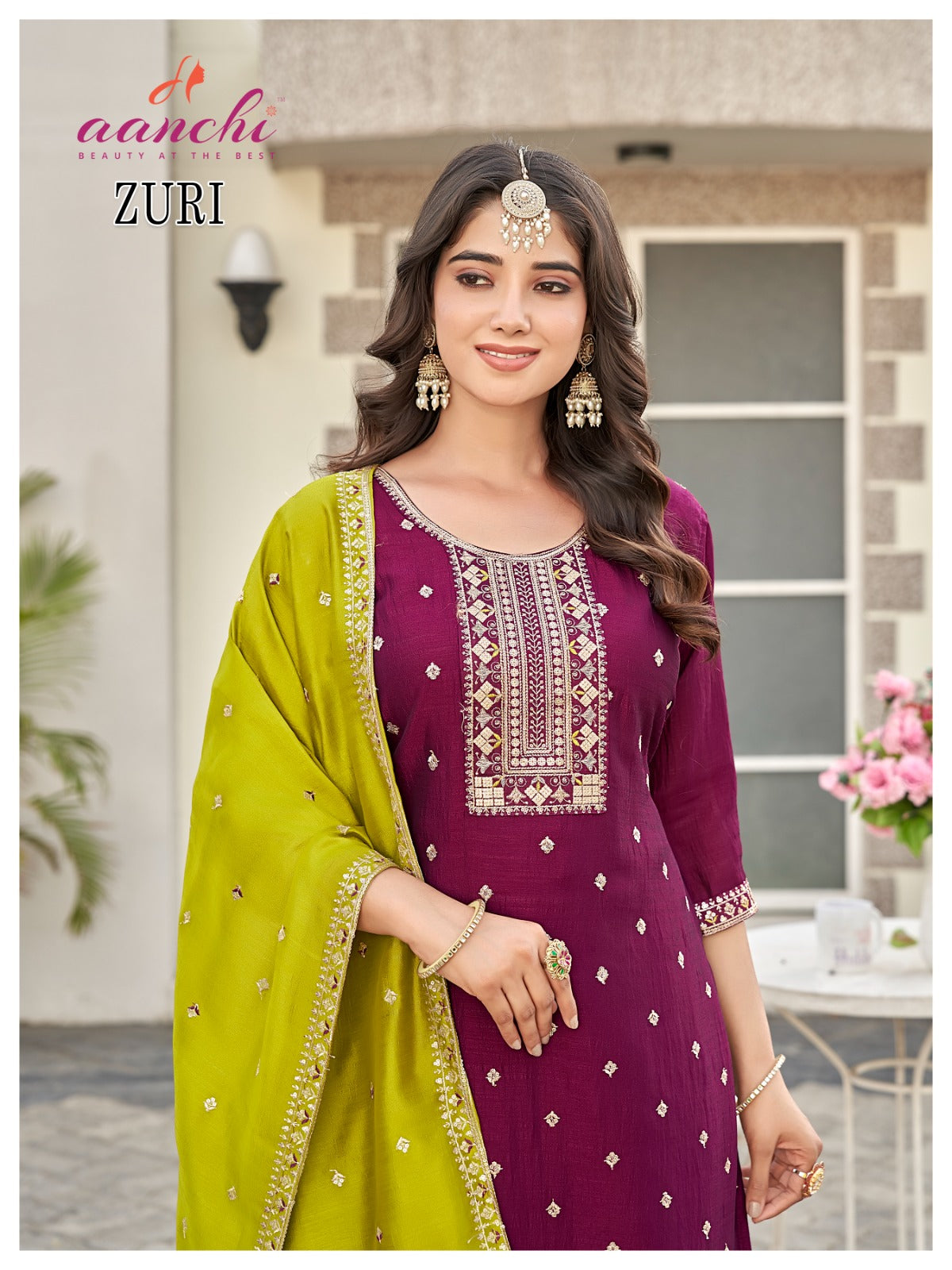 Zuri Aanchi Vichitra Silk Readymade Pant Style Suits Wholesale Rate