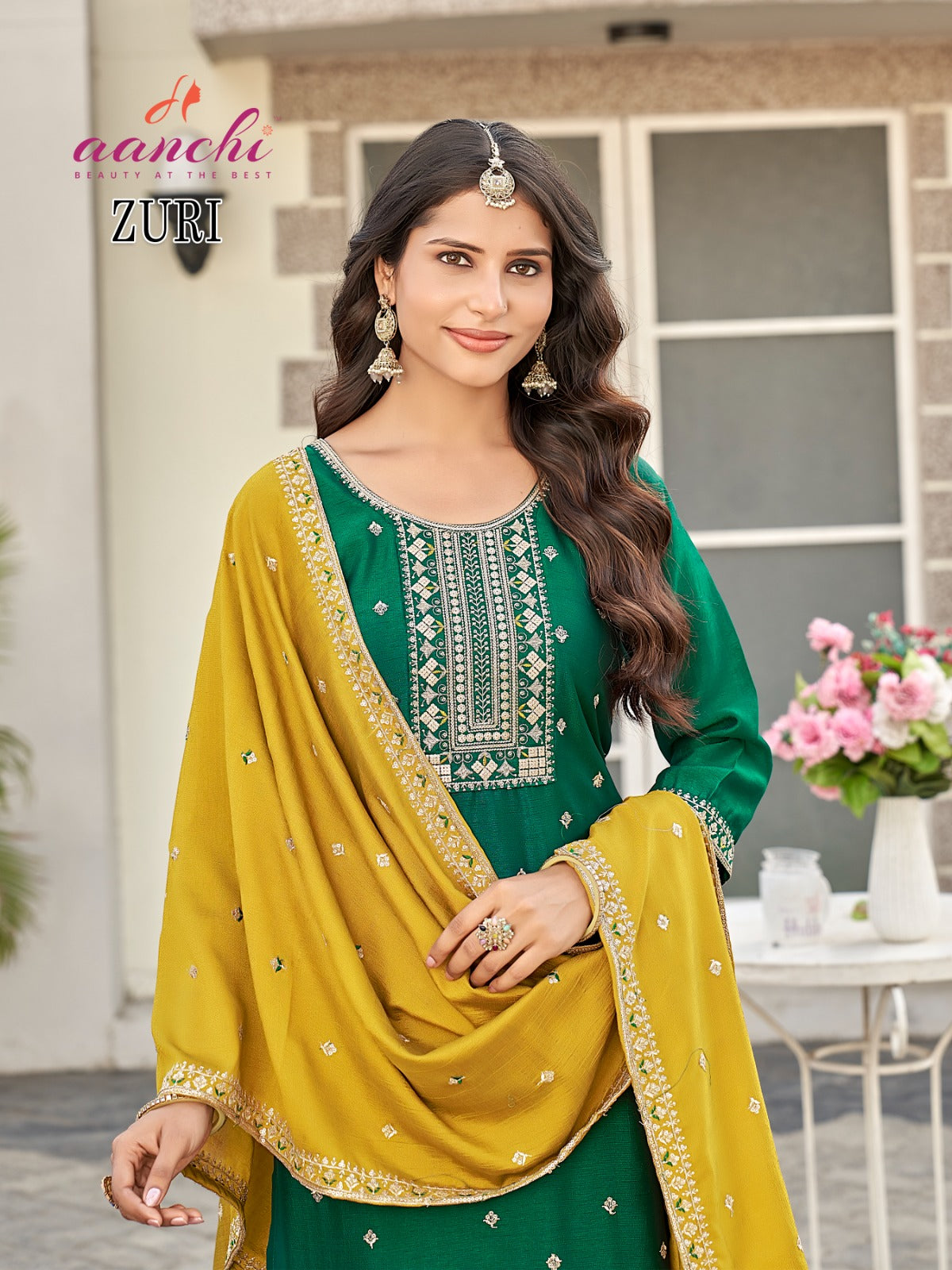 Zuri Aanchi Vichitra Silk Readymade Pant Style Suits Wholesale Rate