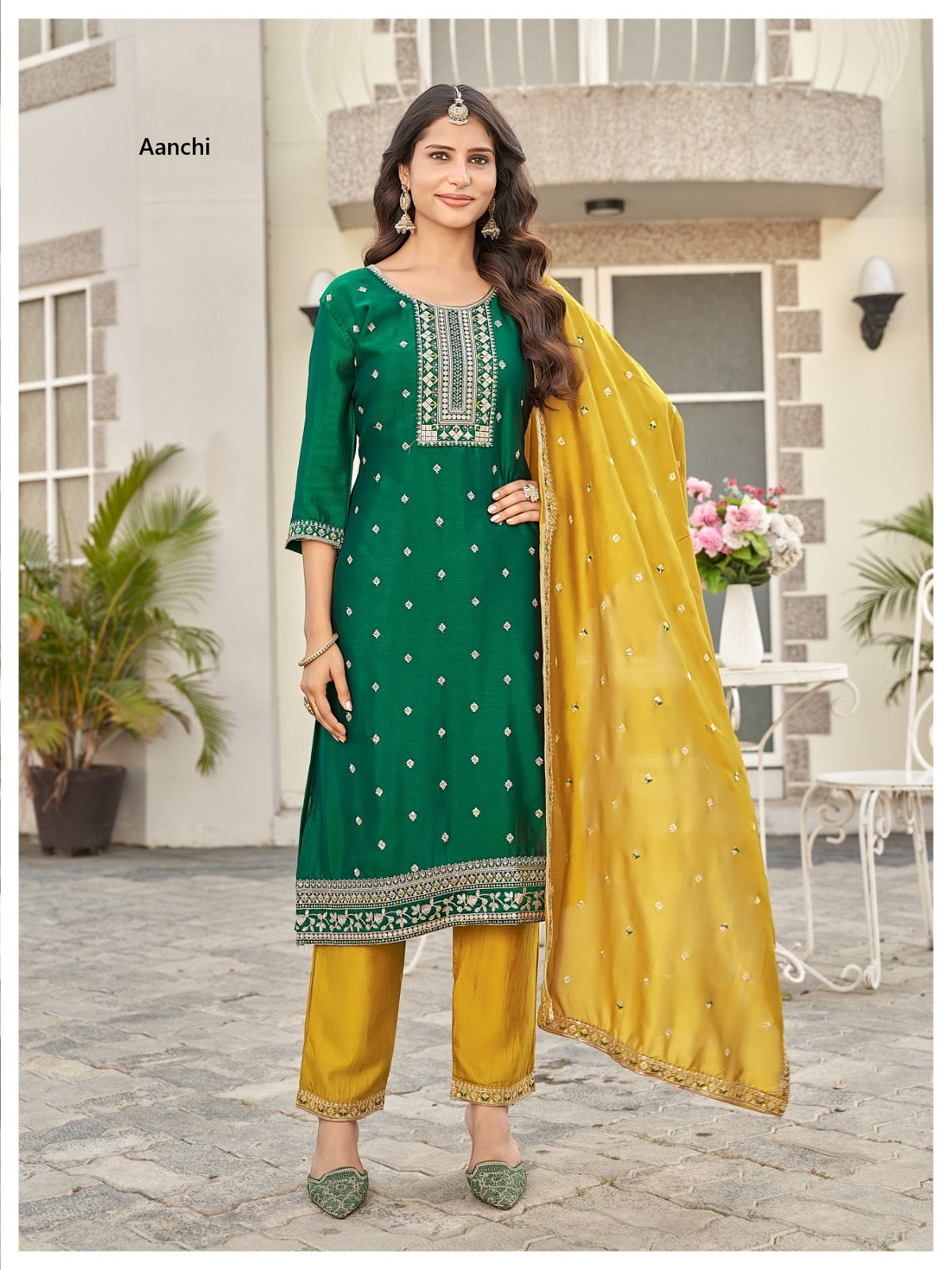 Zuri Aanchi Vichitra Silk Readymade Pant Style Suits Wholesale Rate