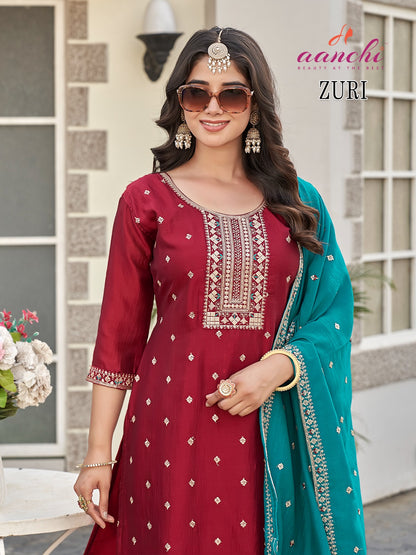 Zuri Aanchi Vichitra Silk Readymade Pant Style Suits Wholesale Rate
