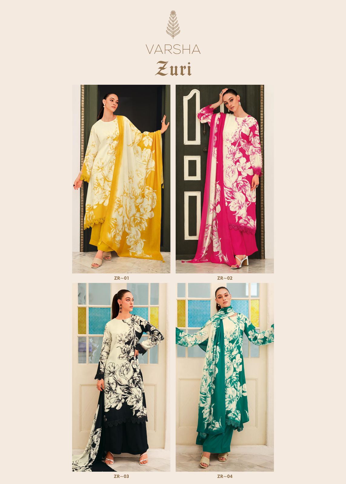 Zuri Varsha Fashions Viscose Muslin Plazzo Style Suits