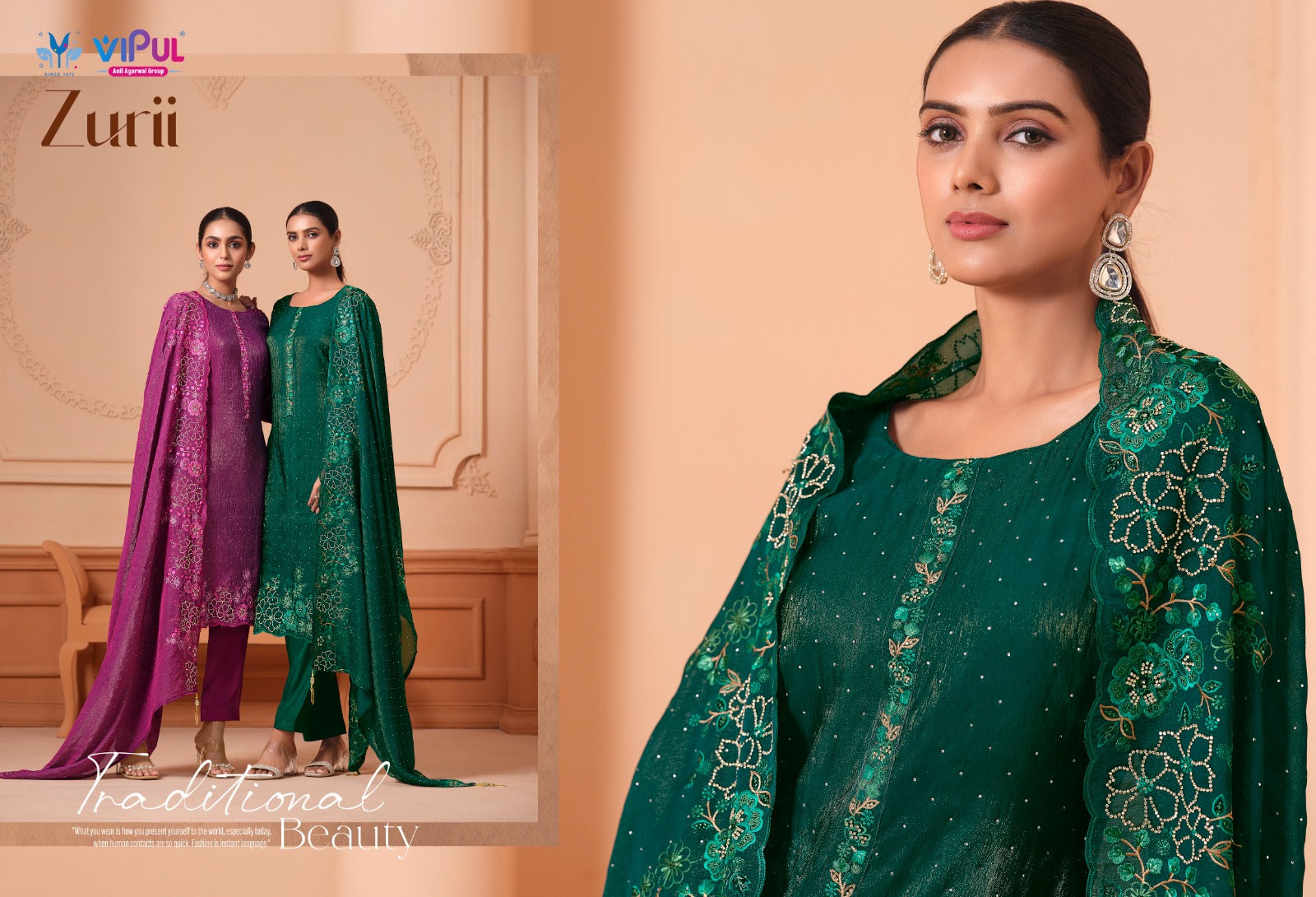 Zurii Vipul Martini Gold Pant Style Suits Manufacturer Ahmedabad