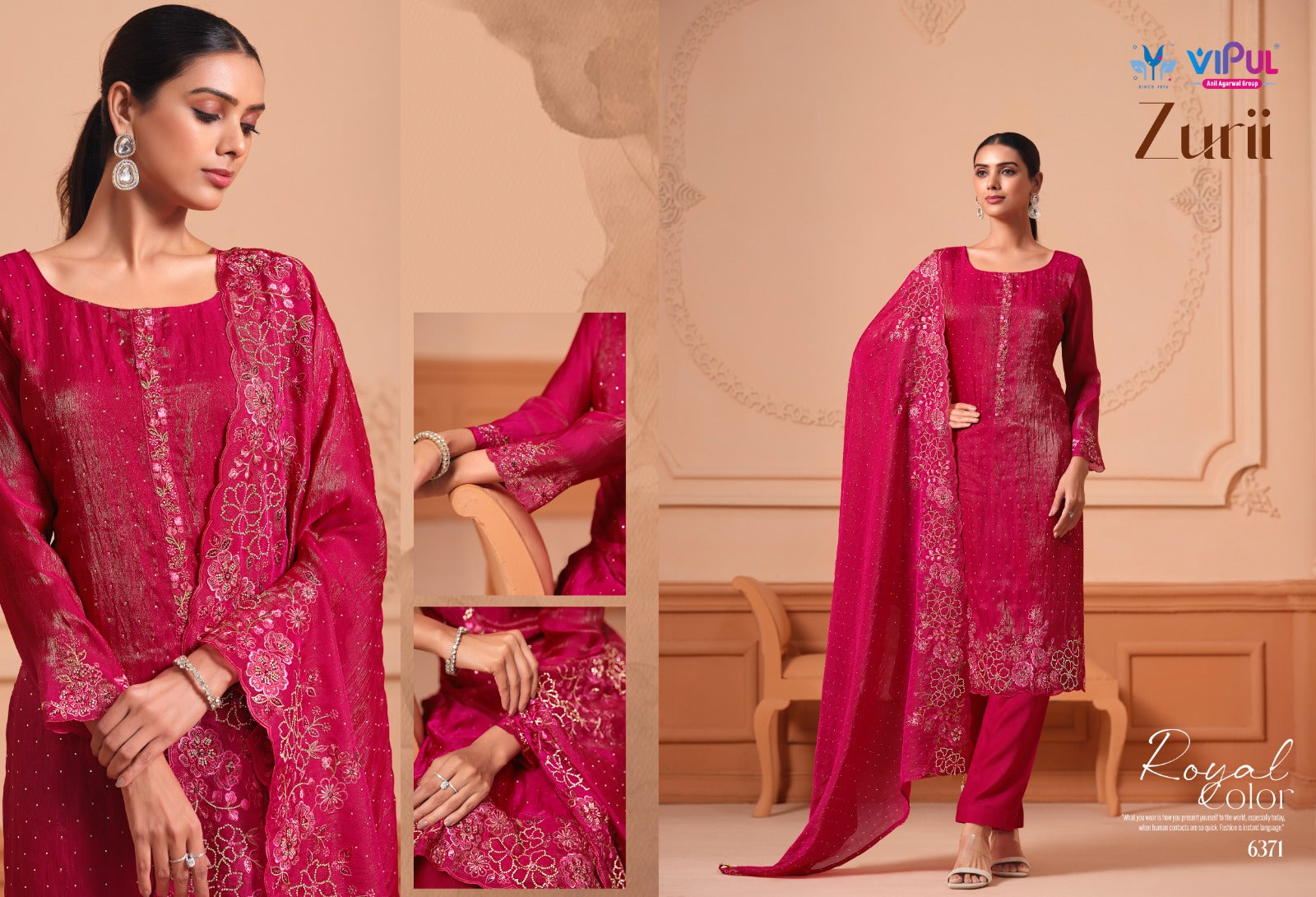 Zurii Vipul Martini Gold Pant Style Suits Manufacturer Ahmedabad