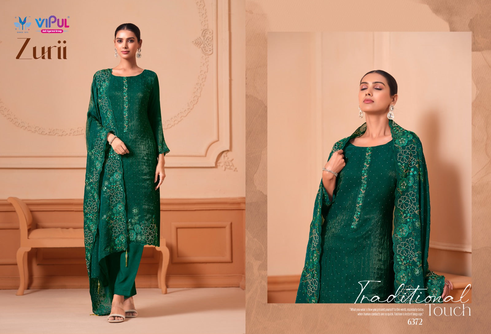 Zurii Vipul Martini Gold Pant Style Suits Manufacturer Ahmedabad