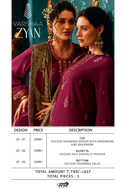 Zyan Varshaa Viscose Pashmina Pashmina Suits Wholesale
