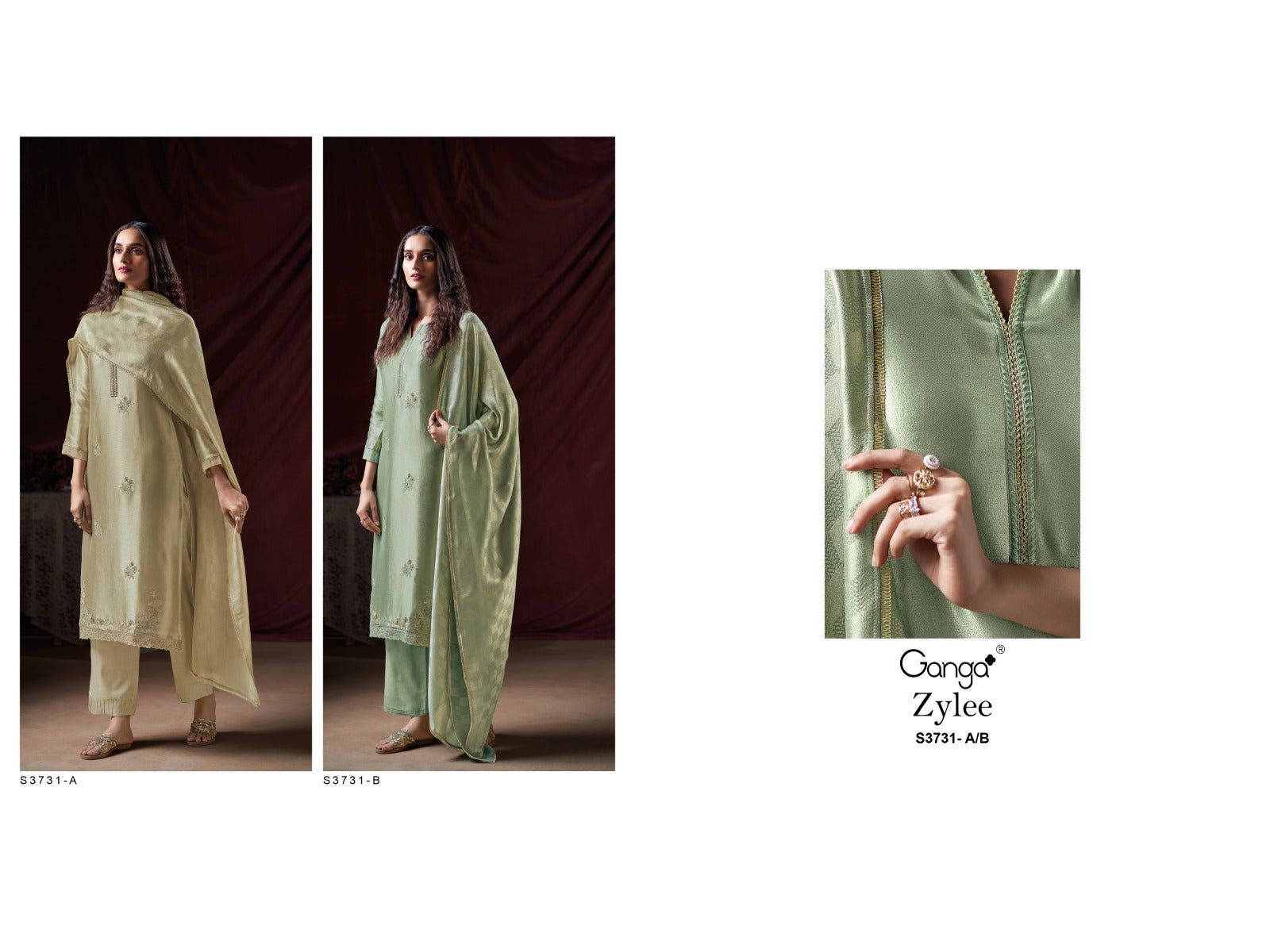 Zylee 3731 Ganga Premium Bemberg Plazzo Style Suits Supplier Ahmedabad