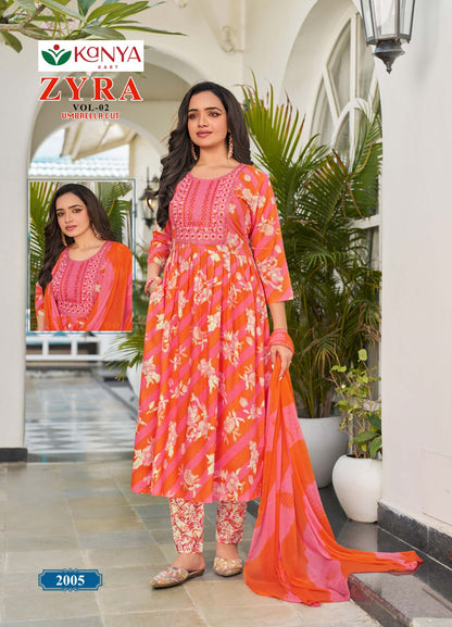Zyra Vol 2 Kanya Kart Rayon Readymade Anarkali Suits Exporter