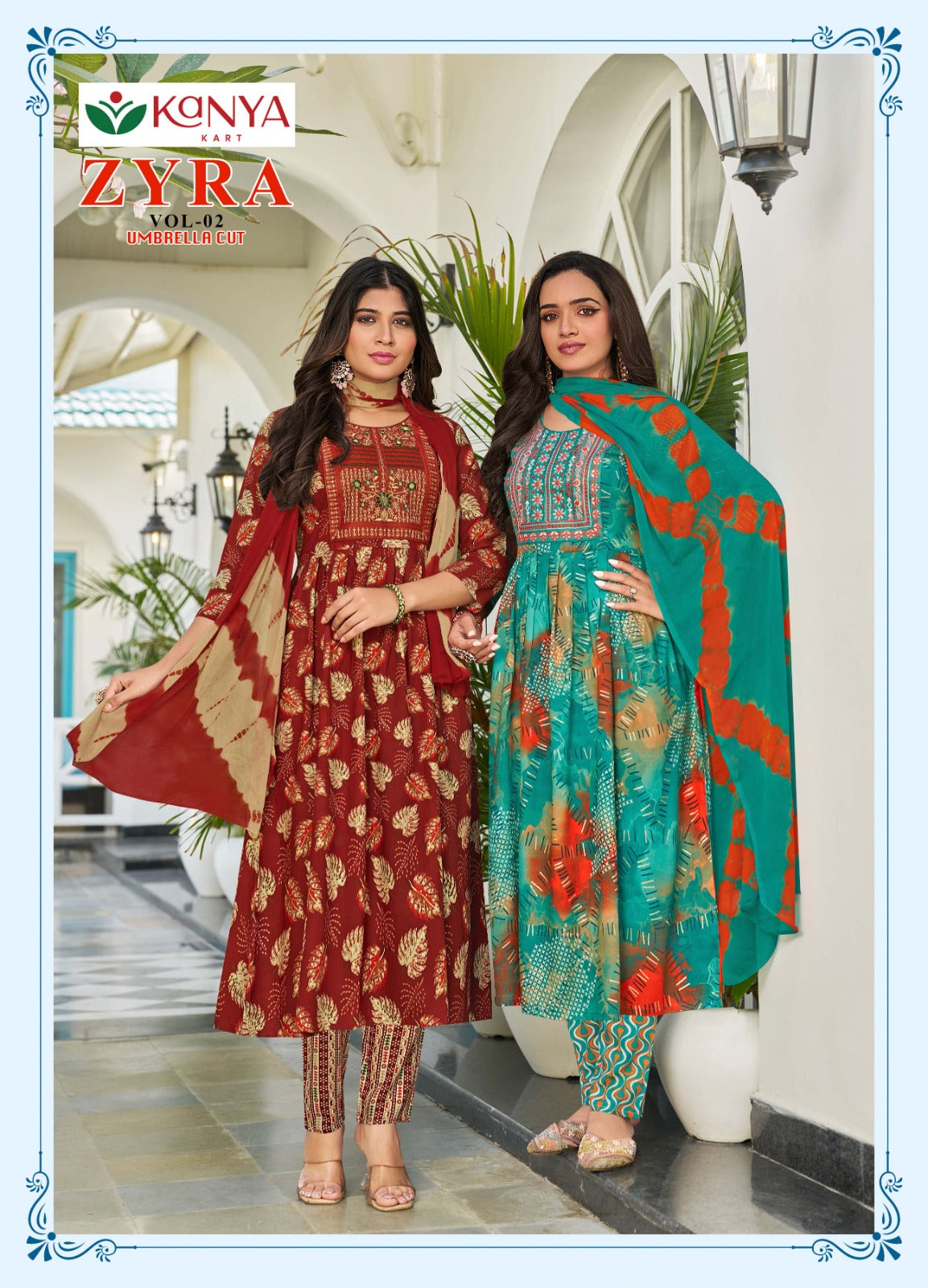 Zyra Vol 2 Kanya Kart Rayon Readymade Anarkali Suits Exporter